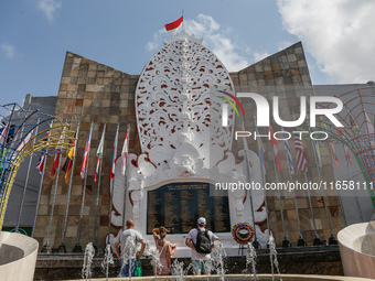 Tourists visit the Bali Bombing Memorial during the 22nd commemoration of the 2002 Bali bombing tragedy in Kuta, Bali, Indonesia, on October...