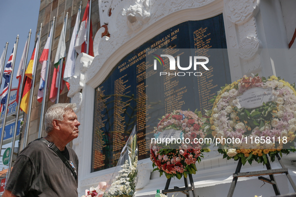 Tourists visit the Bali Bombing Memorial during the 22nd commemoration of the 2002 Bali bombing tragedy in Kuta, Bali, Indonesia, on October...