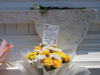 A wreath is placed at the Bali Bombing Memorial during the 22nd commemoration of the 2002 Bali bombing tragedy in Kuta, Bali, Indonesia, on...