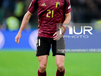 Timothy Castagne of Belgium during the UEFA Nations League 2024/25 League A Group A2 match between Italy and Belgium at Stadio Olimpico on O...