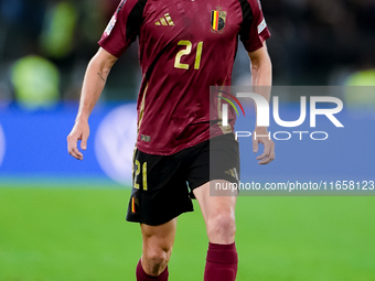 Timothy Castagne of Belgium during the UEFA Nations League 2024/25 League A Group A2 match between Italy and Belgium at Stadio Olimpico on O...