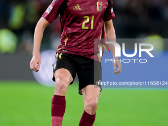 Timothy Castagne of Belgium during the UEFA Nations League 2024/25 League A Group A2 match between Italy and Belgium at Stadio Olimpico on O...