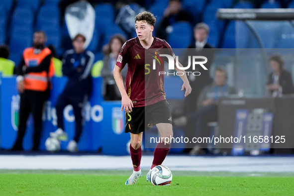 Maxim De Cuyper of Belgium during the UEFA Nations League 2024/25 League A Group A2 match between Italy and Belgium at Stadio Olimpico on Oc...