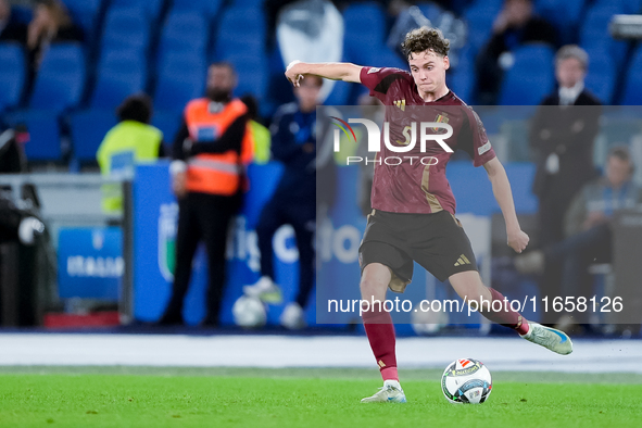 Maxim De Cuyper of Belgium during the UEFA Nations League 2024/25 League A Group A2 match between Italy and Belgium at Stadio Olimpico on Oc...