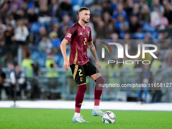 Zeno Debast of Belgium during the UEFA Nations League 2024/25 League A Group A2 match between Italy and Belgium at Stadio Olimpico on Octobe...