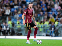 Zeno Debast of Belgium during the UEFA Nations League 2024/25 League A Group A2 match between Italy and Belgium at Stadio Olimpico on Octobe...