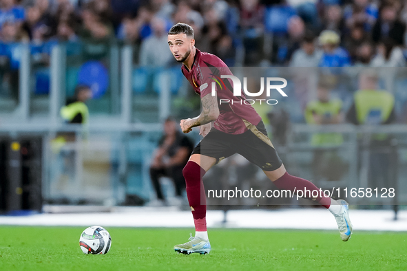 Zeno Debast of Belgium during the UEFA Nations League 2024/25 League A Group A2 match between Italy and Belgium at Stadio Olimpico on Octobe...