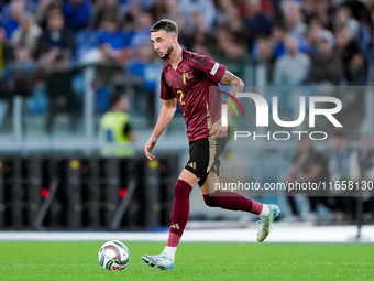 Zeno Debast of Belgium during the UEFA Nations League 2024/25 League A Group A2 match between Italy and Belgium at Stadio Olimpico on Octobe...