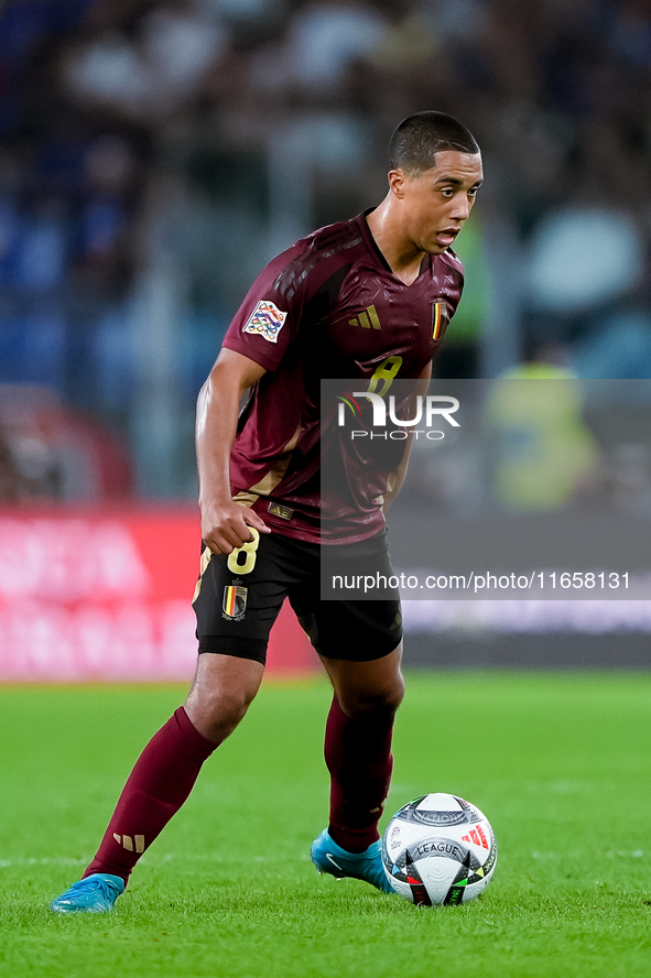 Youri Tielemans of Belgium during the UEFA Nations League 2024/25 League A Group A2 match between Italy and Belgium at Stadio Olimpico on Oc...