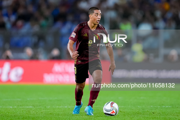 Youri Tielemans of Belgium during the UEFA Nations League 2024/25 League A Group A2 match between Italy and Belgium at Stadio Olimpico on Oc...