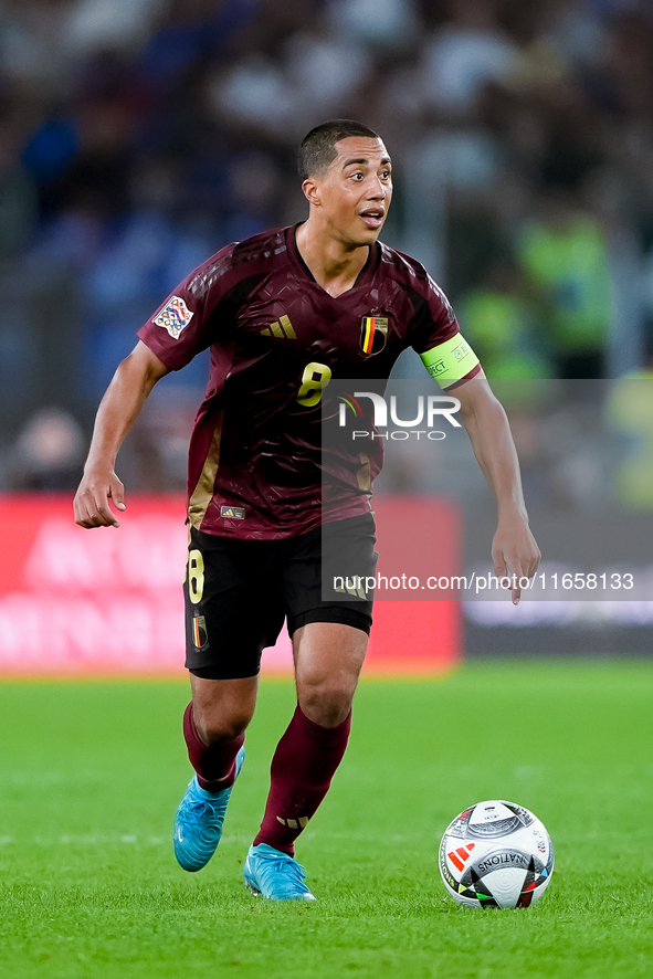 Youri Tielemans of Belgium during the UEFA Nations League 2024/25 League A Group A2 match between Italy and Belgium at Stadio Olimpico on Oc...