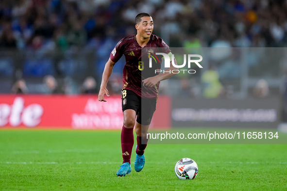 Youri Tielemans of Belgium during the UEFA Nations League 2024/25 League A Group A2 match between Italy and Belgium at Stadio Olimpico on Oc...