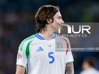 Riccardo Calafiori of Italy looks on during the UEFA Nations League 2024/25 League A Group A2 match between Italy and Belgium at Stadio Olim...