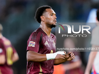 Lois Openda of Belgium reacts during the UEFA Nations League 2024/25 League A Group A2 match between Italy and Belgium at Stadio Olimpico on...