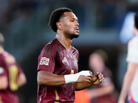 Lois Openda of Belgium reacts during the UEFA Nations League 2024/25 League A Group A2 match between Italy and Belgium at Stadio Olimpico on...