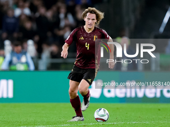 Wout Faes of Belgium during the UEFA Nations League 2024/25 League A Group A2 match between Italy and Belgium at Stadio Olimpico on October...