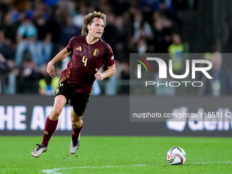 Wout Faes of Belgium during the UEFA Nations League 2024/25 League A Group A2 match between Italy and Belgium at Stadio Olimpico on October...