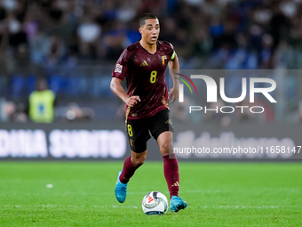 Youri Tielemans of Belgium during the UEFA Nations League 2024/25 League A Group A2 match between Italy and Belgium at Stadio Olimpico on Oc...