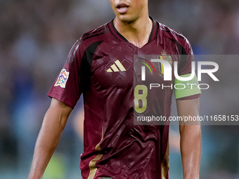 Youri Tielemans of Belgium during the UEFA Nations League 2024/25 League A Group A2 match between Italy and Belgium at Stadio Olimpico on Oc...