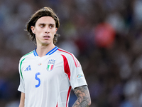 Riccardo Calafiori of Italy looks on during the UEFA Nations League 2024/25 League A Group A2 match between Italy and Belgium at Stadio Olim...