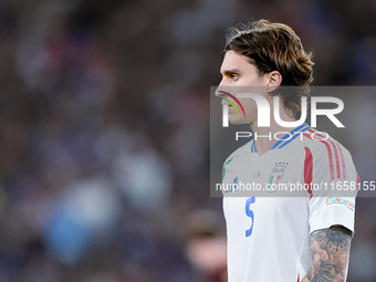 Riccardo Calafiori of Italy looks on during the UEFA Nations League 2024/25 League A Group A2 match between Italy and Belgium at Stadio Olim...