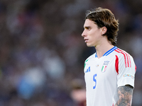 Riccardo Calafiori of Italy looks on during the UEFA Nations League 2024/25 League A Group A2 match between Italy and Belgium at Stadio Olim...