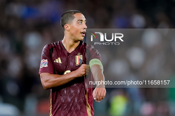 Youri Tielemans of Belgium during the UEFA Nations League 2024/25 League A Group A2 match between Italy and Belgium at Stadio Olimpico on Oc...