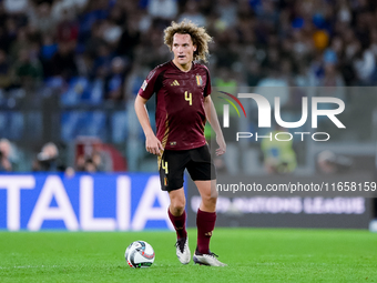 Wout Faes of Belgium during the UEFA Nations League 2024/25 League A Group A2 match between Italy and Belgium at Stadio Olimpico on October...