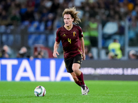 Wout Faes of Belgium during the UEFA Nations League 2024/25 League A Group A2 match between Italy and Belgium at Stadio Olimpico on October...