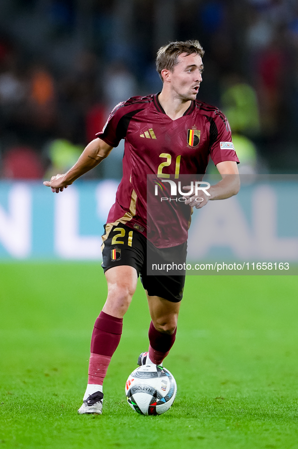 Timothy Castagne of Belgium during the UEFA Nations League 2024/25 League A Group A2 match between Italy and Belgium at Stadio Olimpico on O...