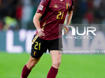 Timothy Castagne of Belgium during the UEFA Nations League 2024/25 League A Group A2 match between Italy and Belgium at Stadio Olimpico on O...