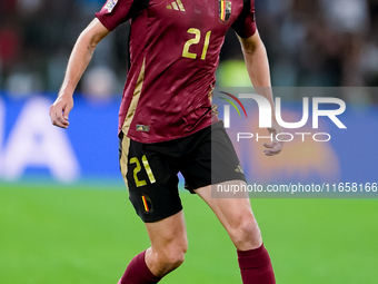 Timothy Castagne of Belgium during the UEFA Nations League 2024/25 League A Group A2 match between Italy and Belgium at Stadio Olimpico on O...