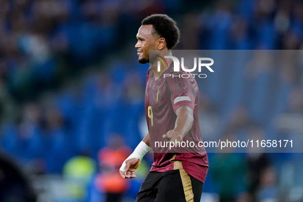 Lois Openda of Belgium gestures during the UEFA Nations League 2024/25 League A Group A2 match between Italy and Belgium at Stadio Olimpico...