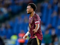 Lois Openda of Belgium gestures during the UEFA Nations League 2024/25 League A Group A2 match between Italy and Belgium at Stadio Olimpico...