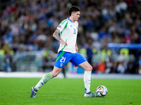 Alessandro Bastoni of Italy during the UEFA Nations League 2024/25 League A Group A2 match between Italy and Belgium at Stadio Olimpico on O...