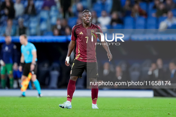 Jeremy Doku of Belgium looks on during the UEFA Nations League 2024/25 League A Group A2 match between Italy and Belgium at Stadio Olimpico...