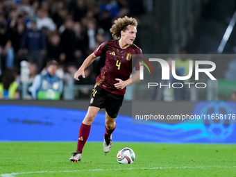 Wout Faes of Belgium during the UEFA Nations League 2024/25 League A Group A2 match between Italy and Belgium at Stadio Olimpico on October...