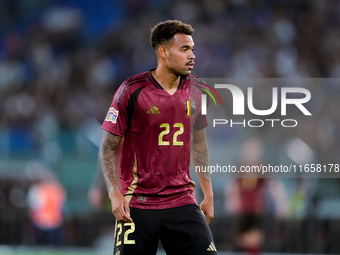 Cyril Ngonge of Belgium during the UEFA Nations League 2024/25 League A Group A2 match between Italy and Belgium at Stadio Olimpico on Octob...