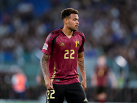 Cyril Ngonge of Belgium during the UEFA Nations League 2024/25 League A Group A2 match between Italy and Belgium at Stadio Olimpico on Octob...