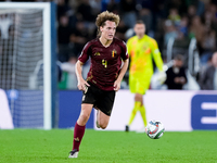 Wout Faes of Belgium during the UEFA Nations League 2024/25 League A Group A2 match between Italy and Belgium at Stadio Olimpico on October...