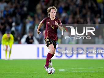 Wout Faes of Belgium during the UEFA Nations League 2024/25 League A Group A2 match between Italy and Belgium at Stadio Olimpico on October...