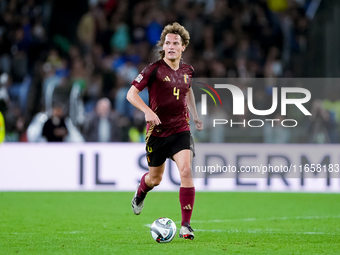 Wout Faes of Belgium during the UEFA Nations League 2024/25 League A Group A2 match between Italy and Belgium at Stadio Olimpico on October...