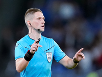 Referee Espen Eskas gestures during the UEFA Nations League 2024/25 League A Group A2 match between Italy and Belgium at Stadio Olimpico on...