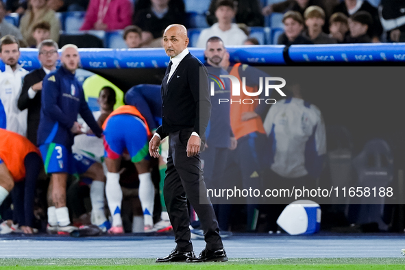 Luciano Spalletti head coach of Italy looks on during the UEFA Nations League 2024/25 League A Group A2 match between Italy and Belgium at S...