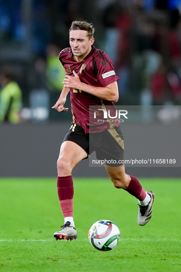 Timothy Castagne of Belgium during the UEFA Nations League 2024/25 League A Group A2 match between Italy and Belgium at Stadio Olimpico on O...