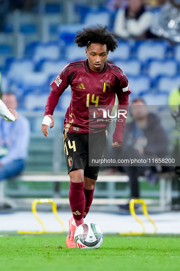 Malick Fofana of Belgium during the UEFA Nations League 2024/25 League A Group A2 match between Italy and Belgium at Stadio Olimpico on Octo...