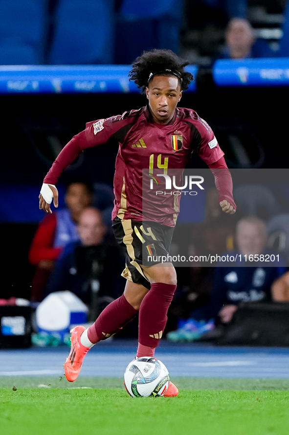 Malick Fofana of Belgium during the UEFA Nations League 2024/25 League A Group A2 match between Italy and Belgium at Stadio Olimpico on Octo...