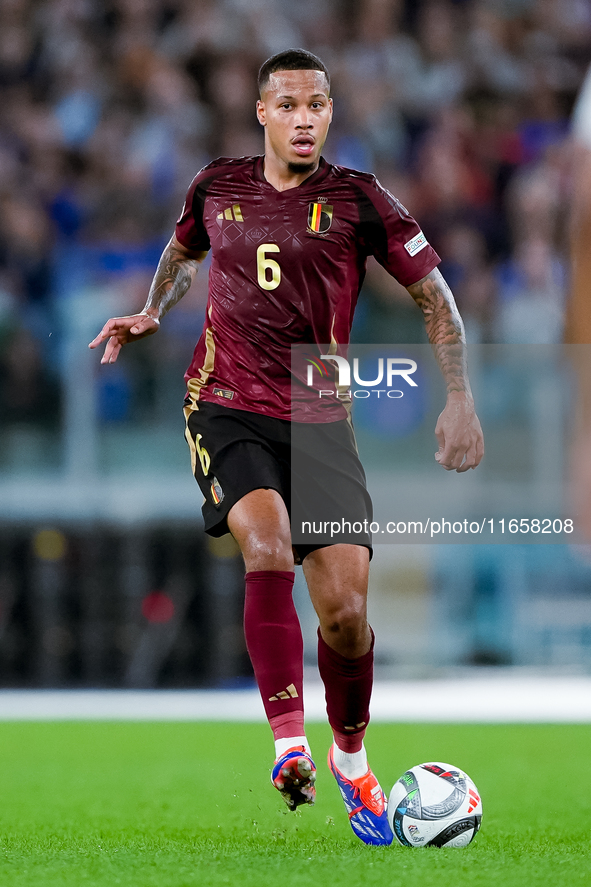 Aster Vrankx of Belgium during the UEFA Nations League 2024/25 League A Group A2 match between Italy and Belgium at Stadio Olimpico on Octob...