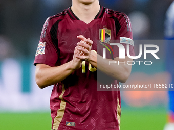 Leonardo Trossard of Belgium applauds his supporters during the UEFA Nations League 2024/25 League A Group A2 match between Italy and Belgiu...