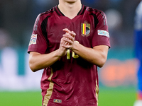 Leonardo Trossard of Belgium applauds his supporters during the UEFA Nations League 2024/25 League A Group A2 match between Italy and Belgiu...